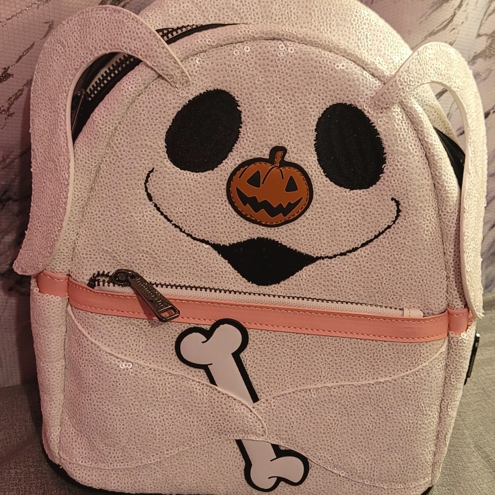 LOUNGEFLY Disney GHOSTDOG Nightmare Before Christmas Glow In The Dark Backpack